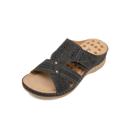 

Daeful Ladies Soft Lightweight Slip On Slides Summer Comfortable Backless Slippers Cozy Wedge Sandals