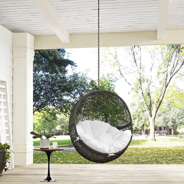 Modway Chaise Balançoire de Patio Extérieure Sans Support en Gris Blanc