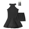 thumbnail image 3 of Alvivi Kids Girls Dancing Clothes Set Sleeveless Latin Dress+Boxer Shorts+Tassel Earrings, 3 of 4