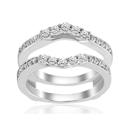 Diamond Ring Wrap Guard Insert - 1/2ct Diamond Guard Ring Insert Enhancer 14K White Gold