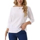 thumbnail image 1 of INSPIRAR CHIC Blusas de Mujer con Mangas Murciélago de 3/4, Blusa de Ojal Casual de Verano, Túnica de Cuello Redondo, Camisetas M Blanca, 1 of 6