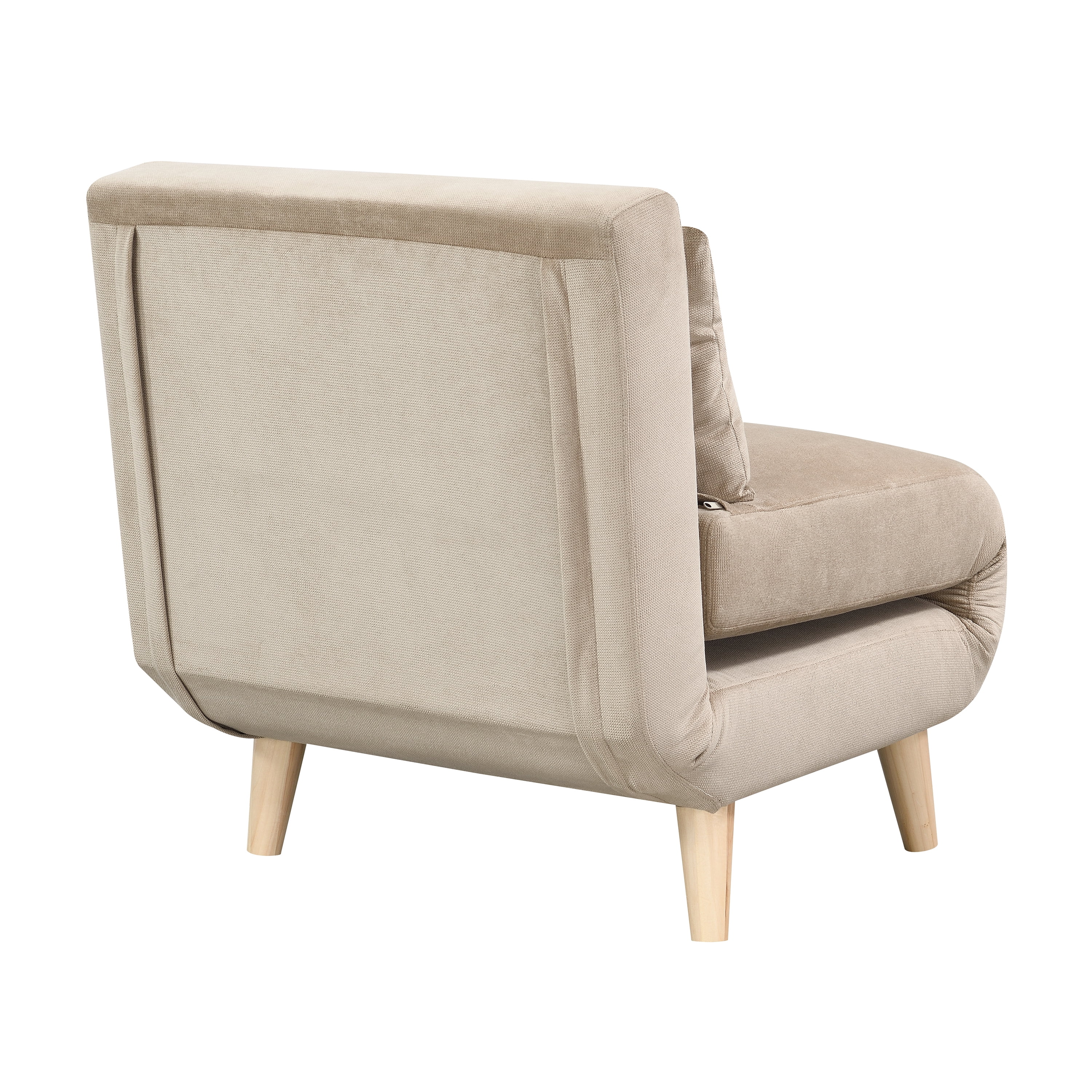 AC Pacific Folding Upholstered Dane Armless Sleeper Chair, Sand