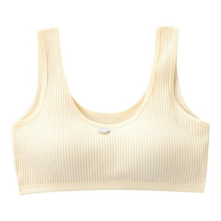 

Uccdo Big Girls Wireless Padded Sports Bra Kids Seamless Crop Cami Tops 8-16Y