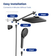 JOMOO 12 Inch Rainfall Shower Head High Pressure 10 Spray Filtered Shower Head with Handheld Combo, with Extension Arm, 71 Shower Hose