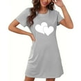 thumbnail image 4 of yillto Women Nightgown Short Sleeve Sleepshirt Crewneck Heart Graphic Sleepwear Nightshirts Pajama Dress, 4 of 5