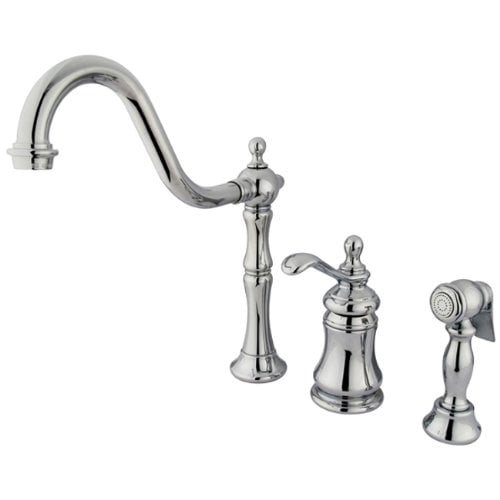 Kingston Brass Templeton Single Handle Widespread Kitchen Faucet with Brass Sprayer