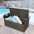 thumbnail image 4 of Patio Wicker Storage Bench Outdoor Rattan Deck Storage Box with Cushion, 4 of 7