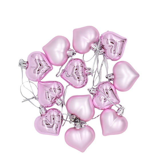 24Pcs Forme de Coeur Pendentif Décoration Créative Boules en Plastique Belle Coeur Pendentif Suspendu (Rose)