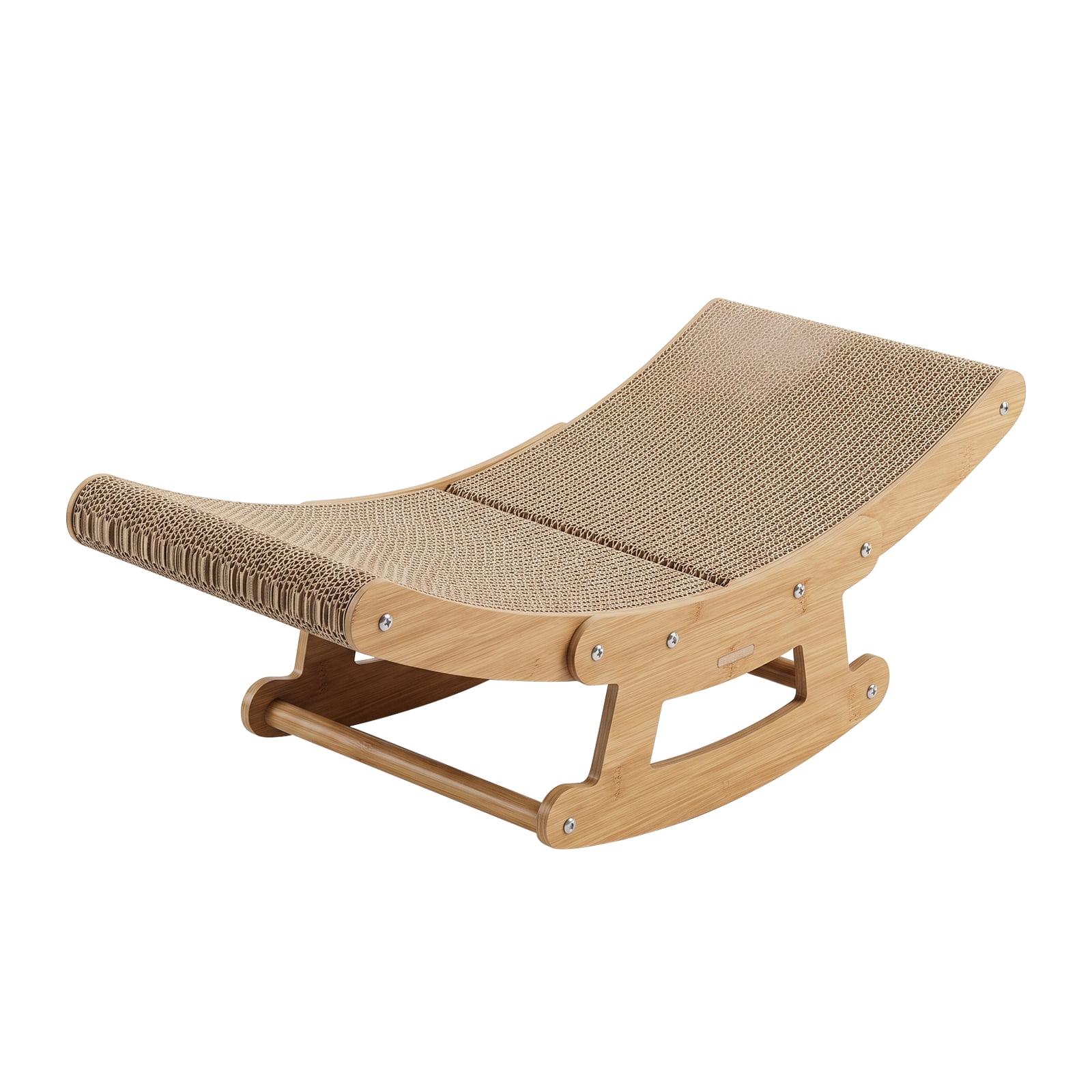 Cat Scratching Rocking Chair Toy with Stable Base, Large Corrugated Cardboard Cat Scratcher Lounger Bed for Indoor Kitten Small Cats, Wear Resistant Claw Grinding Scratch Pad, 60*25cm