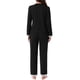 thumbnail image 3 of Conjuntos de pijamas para mujeres con encaje, blusa de manga larga con botones, ropa de dormir con pantalones de cintura elástica y bolsillos, M, negro, 3 of 6