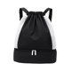 thumbnail image 2 of Mochila con cordón ajustable, resistente al agua, para hombres y mujeres, con separación para ropa seca y mojada. Negro, 2 of 9