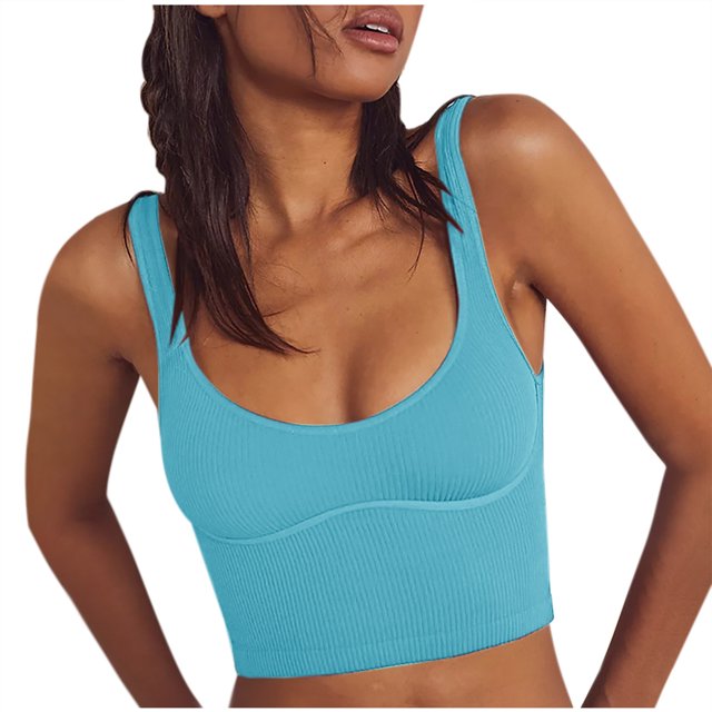 Yuyuzo Women's Tank Tops Sleeveless Crop Tops Square Neck Ribbed Knit Workout Casual Basic Shirts