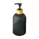 thumbnail image 2 of Juego de dispensadores de jabón de vidrio Black Clear | Bomba de jabón de manos de baño con grano vertical | Botella de lavavajillas de cocina de 14oz | Recargable antideslizante con textura, 2 of 7