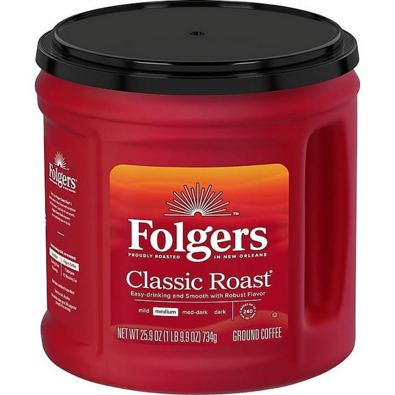 Folgers Classic Roast Ground Coffee, Medium Roast, 25.9 oz. Canister Pack of 3