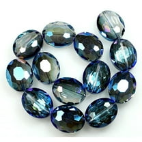 U8MO 16x20mm Faceted AB Blue Crystal Quartz Flat Oval Beads 10pcs