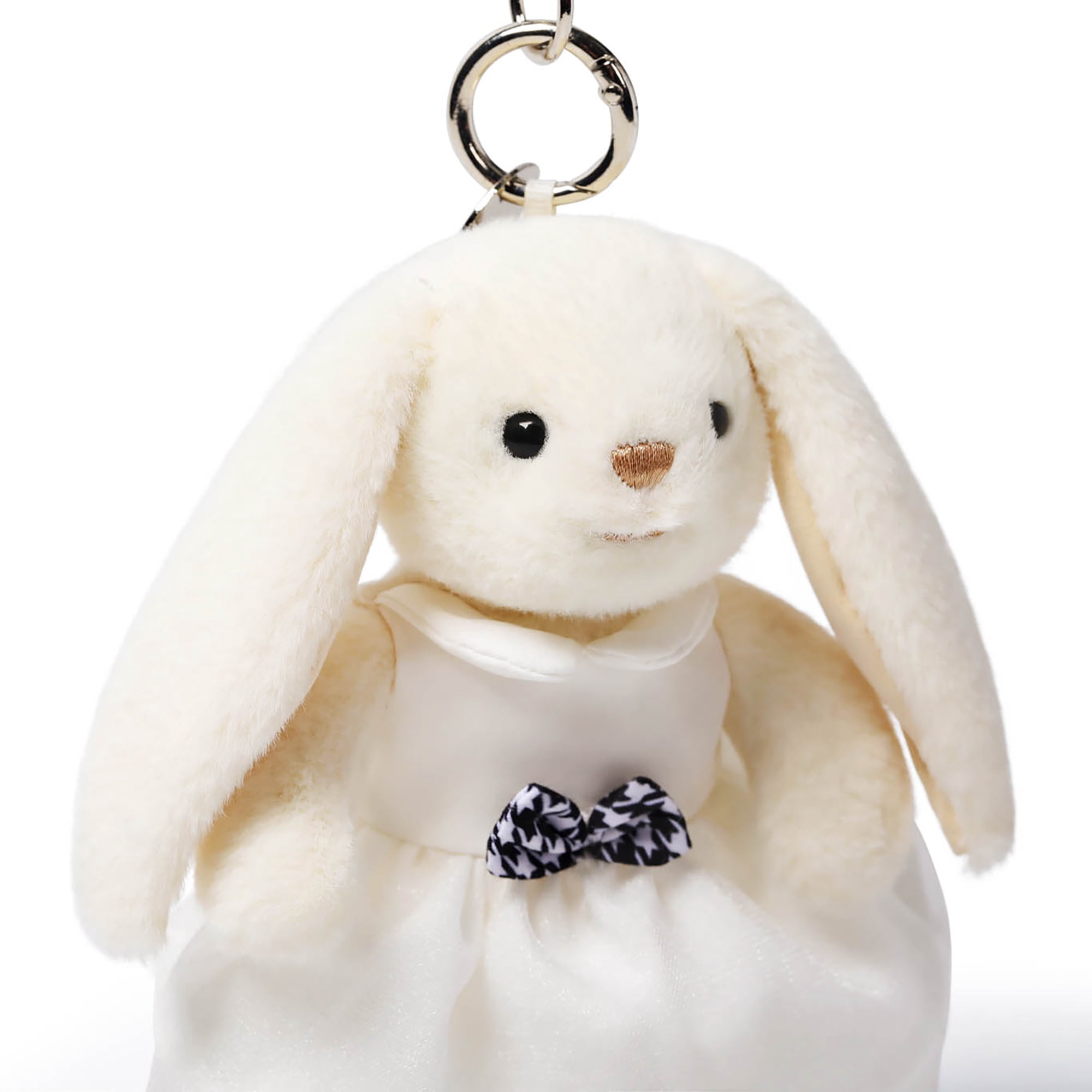McHugs: Plush Bag Charm - White Dress Smiling Leveret - Bunny Stuffed Animal Clip Keychain, Backpack Ornament, Travel Accessory Companion, Kids 3+