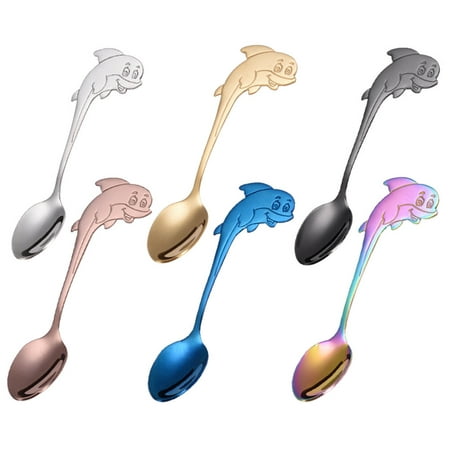 

Homemaxs 6Pcs Stainless Steel Teaspoons Cartoon Dessert Stirring Dolphin Coffee Spoons