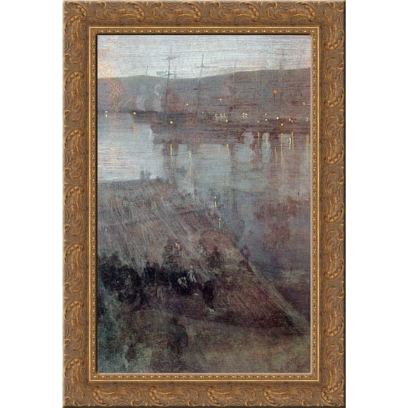 Nocturne in Blue and Gold: Valparaiso Bay 18x24 Gold Ornate Wood Framed Canvas Art by Whistler, James Abbott McNeill