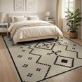 thumbnail image 3 of ODIKA 8'x10' Washable Area Rug Beige Black Geometric Diamond Design Accent Elegant Symmetric with Bold Contrasts for Living Room, Under Sectional, Family , Durable, Non-Slip, 3 of 7