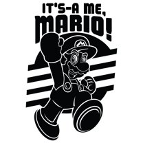 It's-A Me Mario Wall Art Decal Quotes - Stick And Peel Vinyl Super Mario Game Design Home Adhesive Decor 20" x 20" DIY Kids Bedroom Living Removable Decoration Sticker - Black