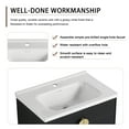 thumbnail image 6 of 28 Inch Wall Mounted Bathroom Vanity with Ceramic Basin, Bathroom Sink Cabinet with 2 Soft Close Doors Gold Metal Handle for Small Room, Black, 6 of 9