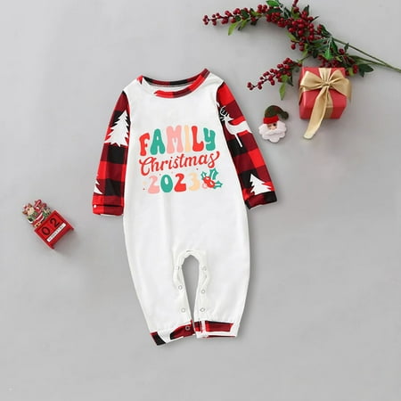 

Christmas Pajamas for Family Red Family Christmas Pjs Matching Sets Family Matching Outfits Christmas Parent Child Clothing Printed Leisure Pajamas Home Wear Jumpsuit for Baby