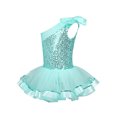 thumbnail image 2 of iEFiEL Kids Girls One Shoulder Bowknot Sequined Ballet Dance Gymnastics Leotard Tutu Dress, 2 of 7