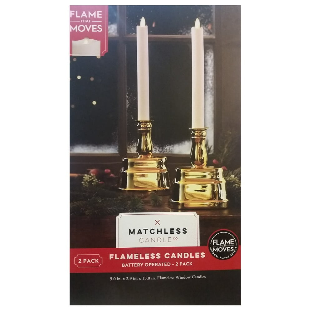 Matchless Flameless Window Candles 15" Battery Operated 2Pack