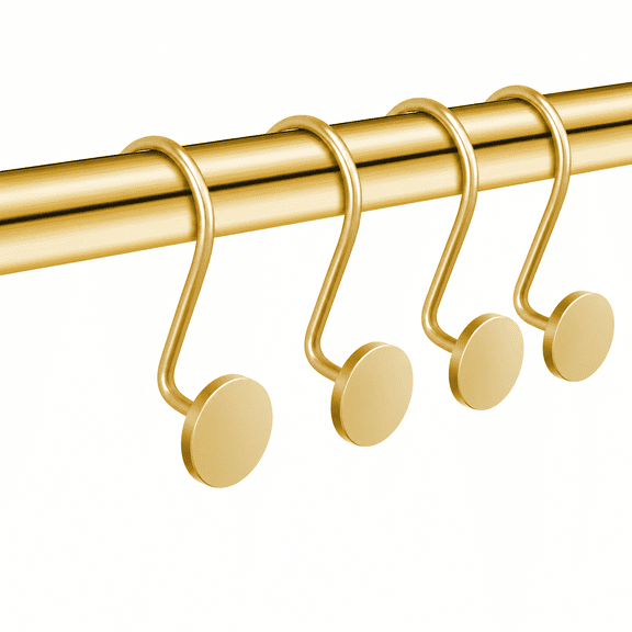 Gold Metal Shower Curtain Hooks, Decorative Set of 12