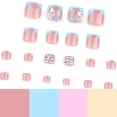 thumbnail image 2 of HPYFOI Uñas postizas para pies cuadradas con punta francesa, 24 piezas, 2 of 7