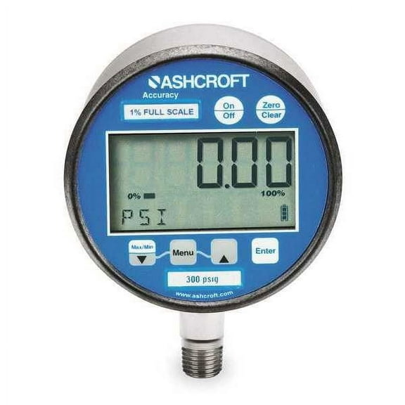 Digital Test Pressure Gauge, 0 to 30 psi, 3 in Dial, 1/4 in NPT, Bottom Location