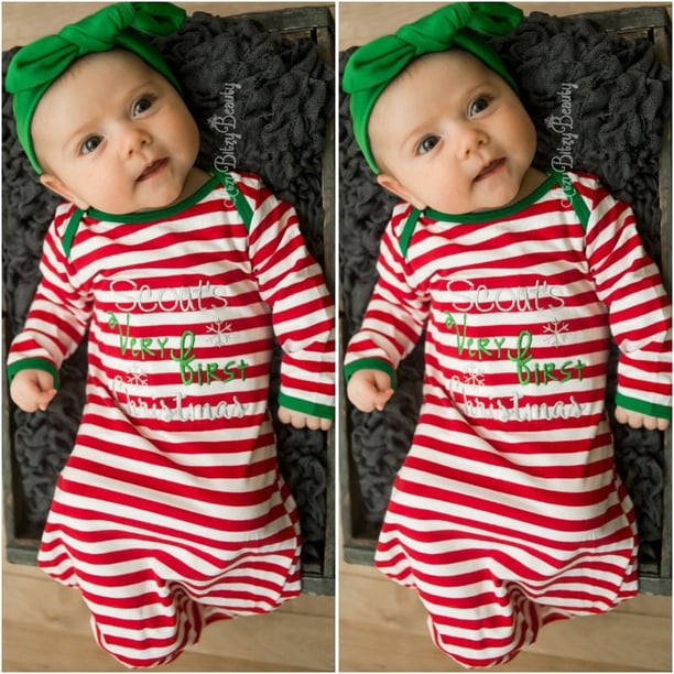 0-3 Months Baby Girls Christmas Bodysuit Cotton Clothes ...
