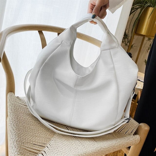 LHSHID Big White Womens Hobos Tote Bag Large Capacity Handbags Luxury Leather Shoulder Bag New Female Unique Shopper Messenger Bag Sac