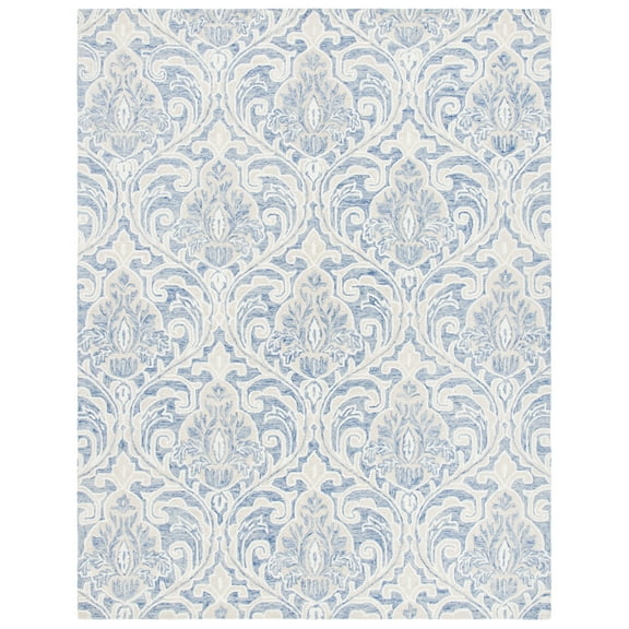 SAFAVIEH Micro-Loop Cornelius Floral Area Rug, Blue/Ivory, 8' x 10'