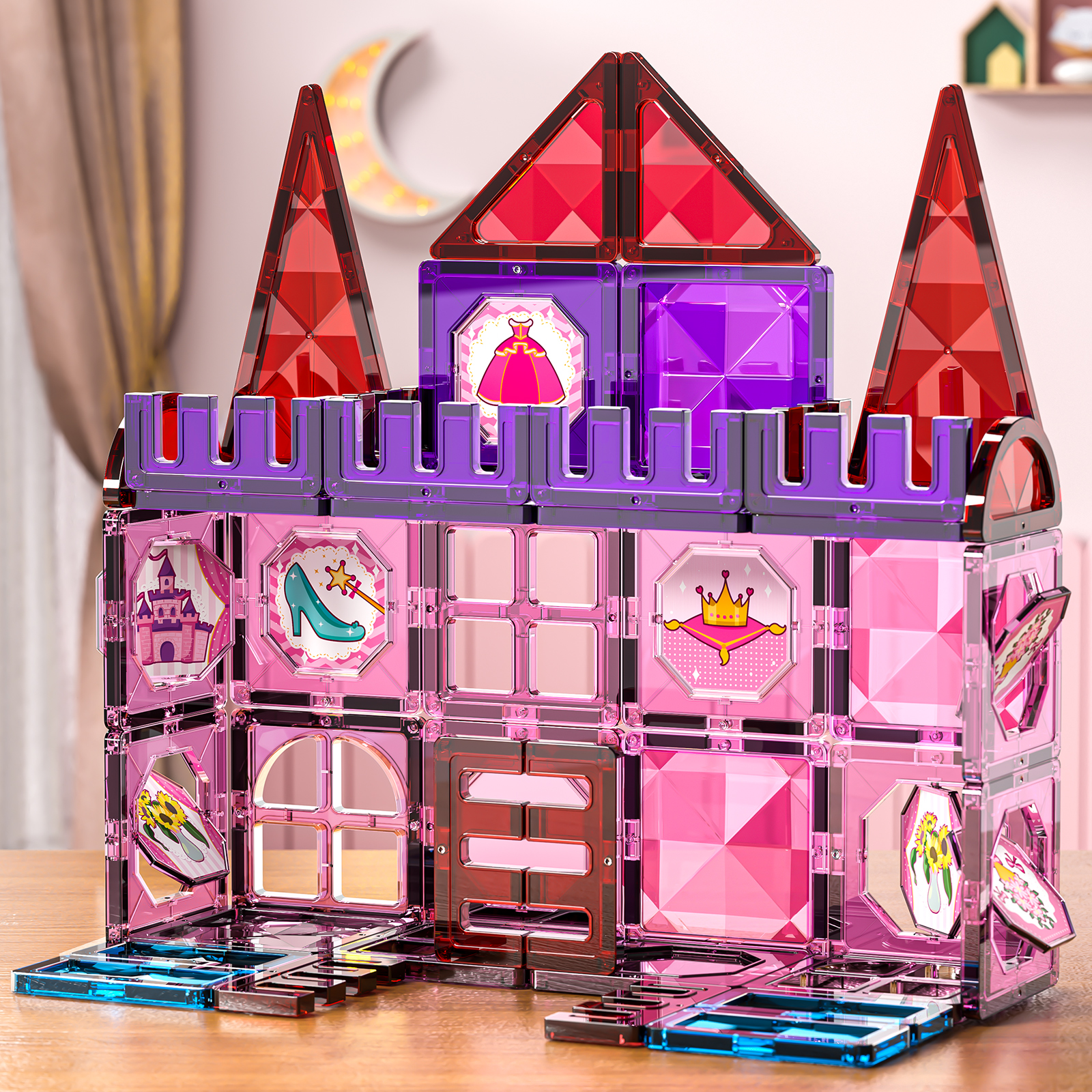 Lucky Doug 44-Piece Magnetic Tiles Building Set photo 8