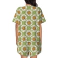 thumbnail image 3 of Naloa Daisies Flowers Women's Short-Sleeved Pajama Set, Loungewear, Summer pajamas, Breathable Cozy - Small, 3 of 9