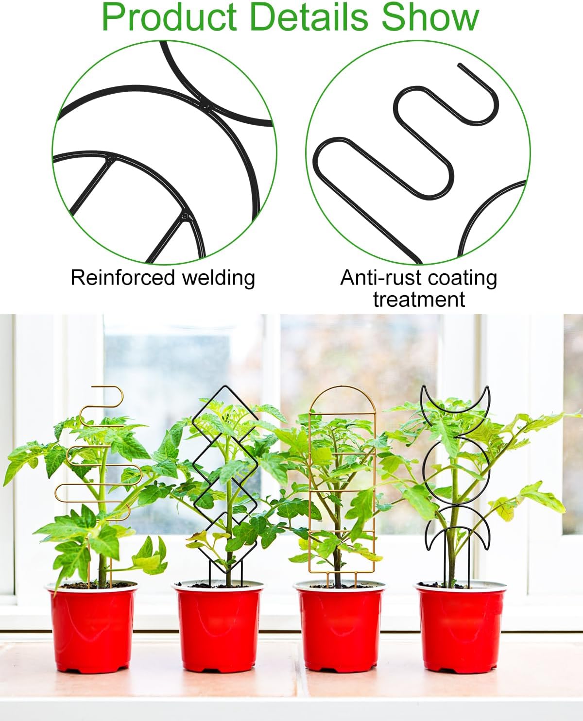 Indoor Climbing Plant Trellis, Metal Garden Trellis Plant Support with Different Patterns for Vine Ivy Flower (Golden)