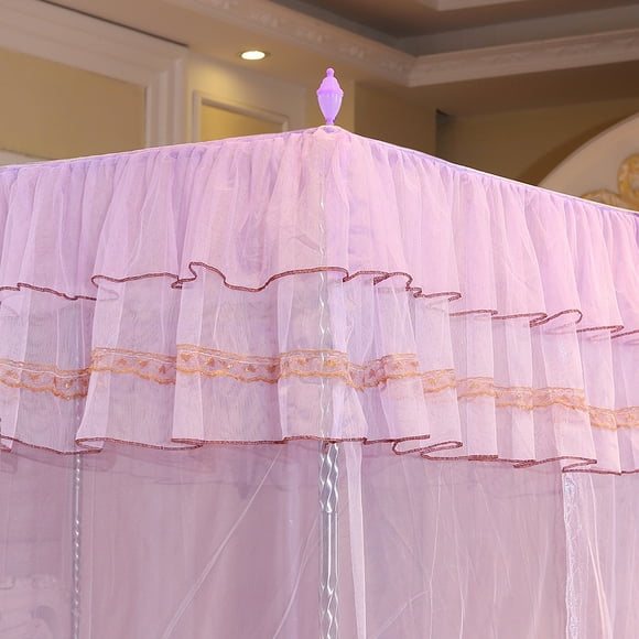 Bedding Net Bed Canopy Lace, Bed Canopy Net Luxury 4 Corner Luxury Princess Post Bed Curtain Canopy Netting