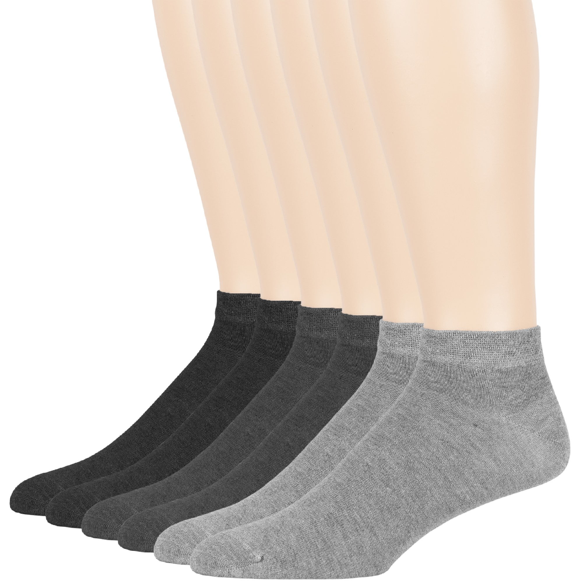 Choose Size Youth Boy's 6-Pair Reebok Quarter Cut Performance Socks Grey