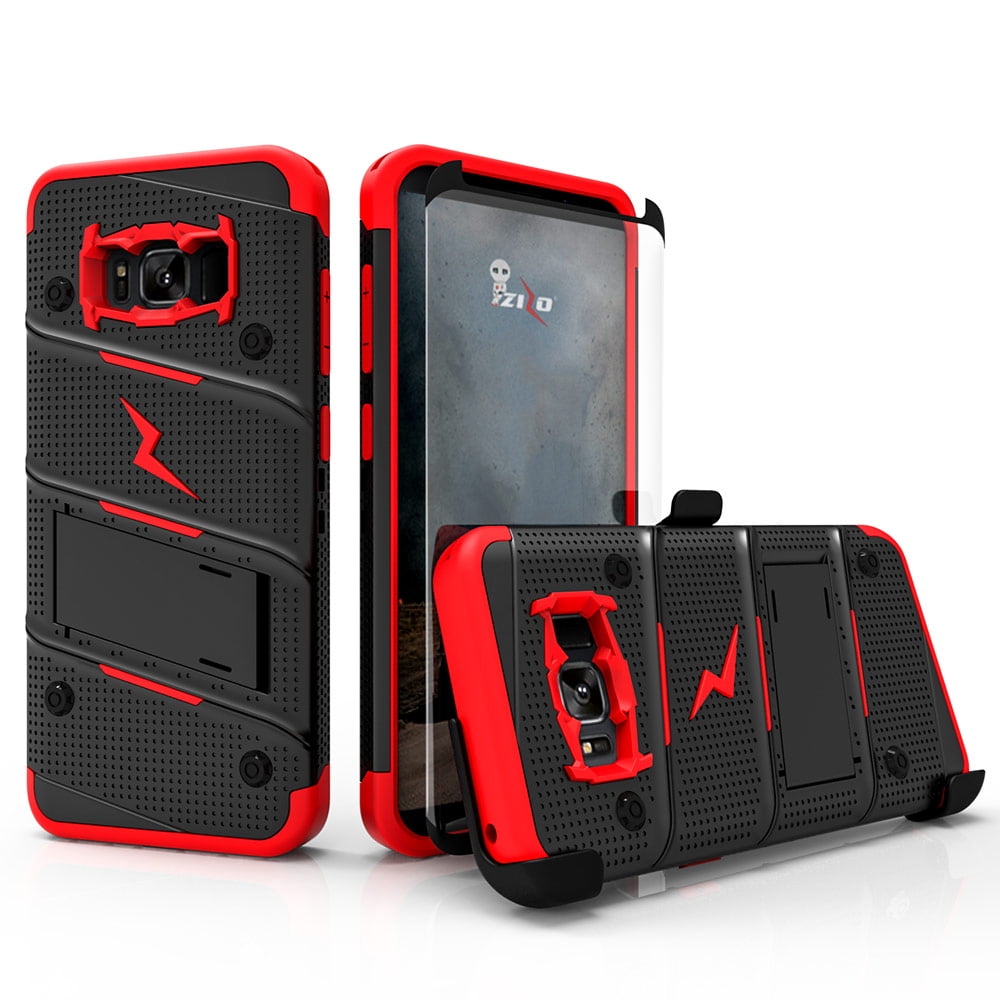 galaxy note 8 / s8 / s8 plus case, zizo bolt w/ screen protector and holster