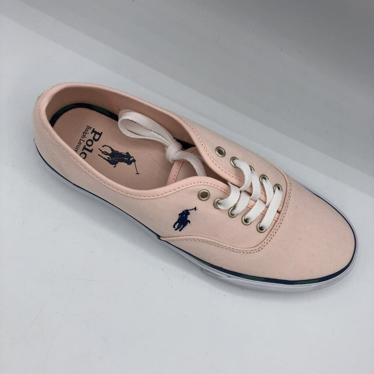 Polo Ralph Lauren Mens Keaton Leather-Trim Canvas Sneaker Carmel