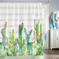 thumbnail image 3 of Cactus Shower Curtain, Western Tropical Desert Green Succulent Plant and Grey Rustic Wooden Board, 72 x 72 Inches Polyester Fabric Bathroom Decor Set with 12 Hooks, 3 of 6