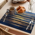 thumbnail image 3 of Summer Blue Gold Placemats Set of 4 Modern Coastal Ocean Wave Place Mats Indoor Wipeable Table Mats Washable Cloth Dining Table Placemats for Kitchen Holiday Party Home Decor 13x19 Inch, 3 of 9