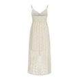 thumbnail image 6 of Mchoice Womens Boho Dresses Sexy Lace V-Neck Sleeveless White Wedding Guest Bridesmaid Dresses Hollow Out Beach Swing Maxi Dress Casual Summer Sundresses, 6 of 9