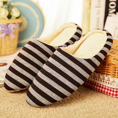 

PIKADINGNIS Women Indoor Slippers Short Plush Spring Autumn Flat Shoes Woman Home Bedroom Slides Striped Slip On Female House Floor Slippers