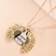 thumbnail image 1 of Collar para mujer, joyería para mujer, joyería para mujer, cadena de clavícula que se puede abrir, collar de aleación con doble letra de girasol., 1 of 3