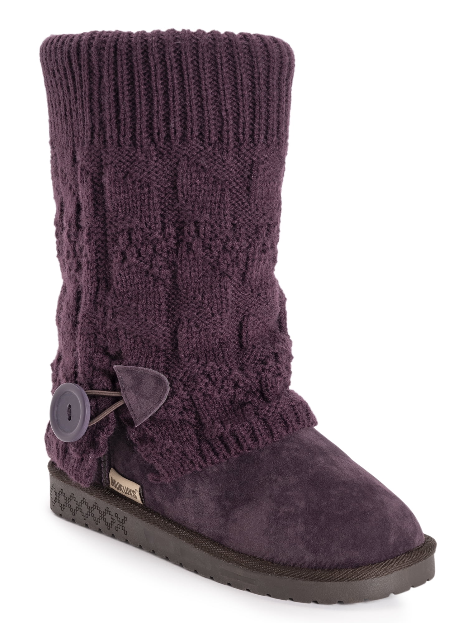 Muk Luks Women's Cable Knit Boot with Side Button Wide Width in Nepal