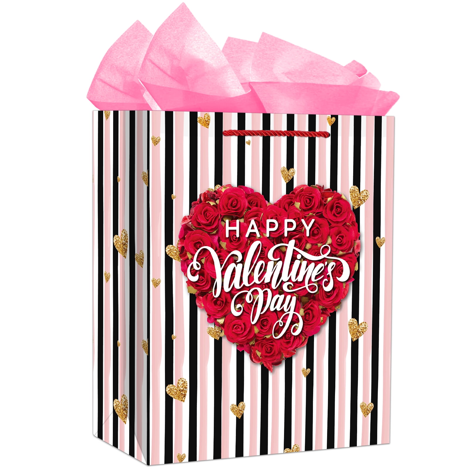 FLYAB Valentine's Day Gift Bag With Tissue Paper - Large 11.5" Bag With Handle For Him Or Her, Anniversary & Wedding Gift Bags