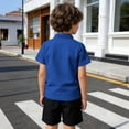 thumbnail image 5 of REDARER Boys Waffle Knit Stand Collar Short Sleeve Henley Shirt Comfortable Casual Sport Top for Kids,11-12 Years, 5 of 7