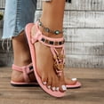 thumbnail image 3 of Rokment Womens Bohemian Flip Flops Dress Flat Thong Sandals Ethnic Beach Summer Flower Comfortable Low Heel Slingback Walking Shoes for Vacation Pink Size 8.5, 3 of 6